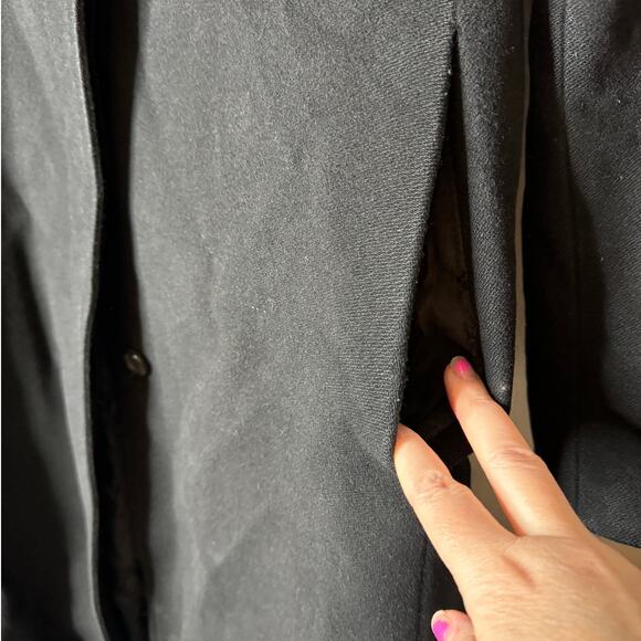 Burberry London Women UK 14 US 12 Black Wool Cashmere Stand Collar Long Coat - Picture 8 of 16